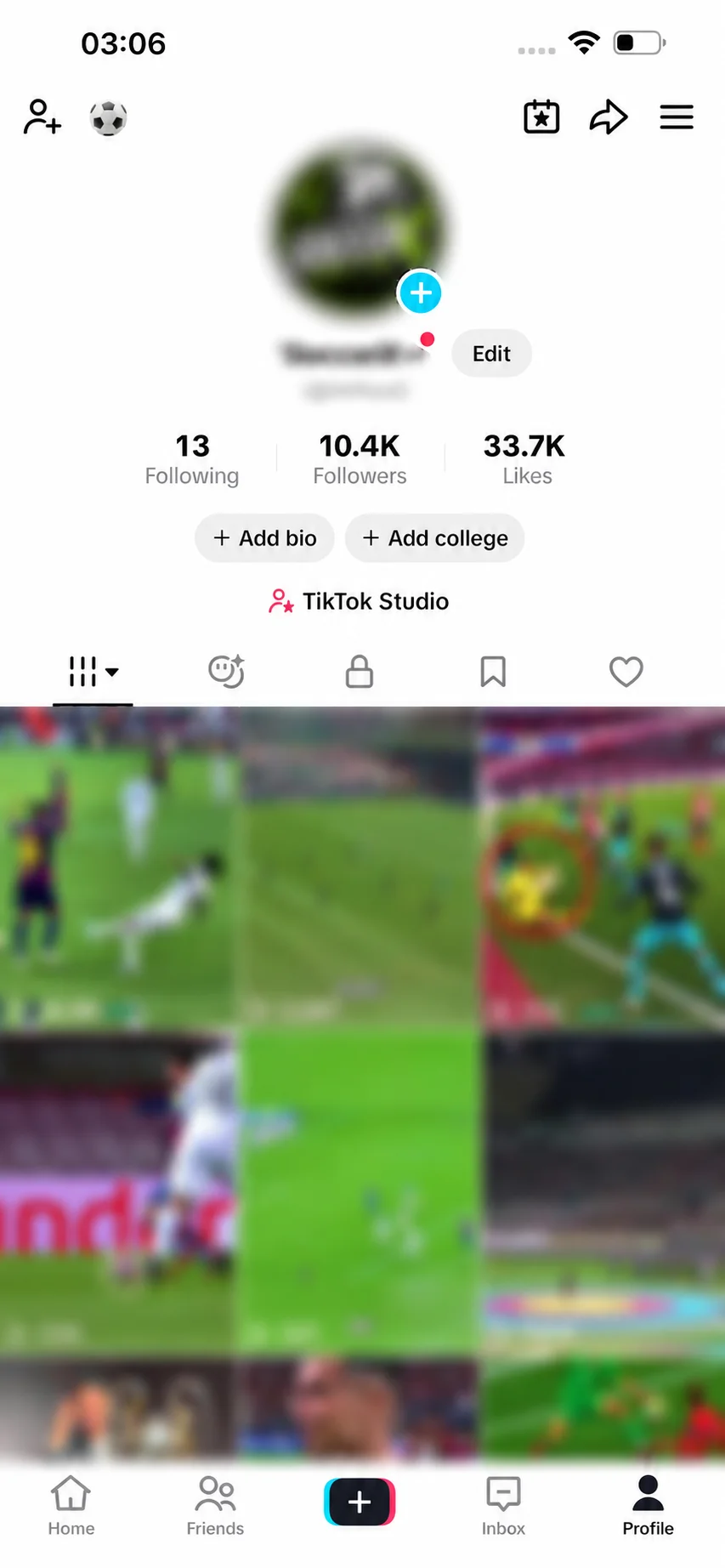Aperçu d'un profil TikTok monétisé : abonnés, mentions j'aime et contenu publié.